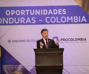 Juan Manuel Santos participa en un foro con empresarios de Honduras, foto: Marvin Salgado/El Heraldo.