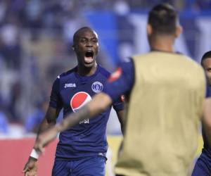 Rubilio Castillo marcó en la final su octavo gol con Motagua ante Olimpia. Foto: Ronal Aceituno / El Heraldo.