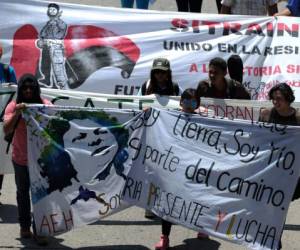 Hondureños se congregaron para exigir justicia por la muerte de la dirigente y el activista del Copinh.