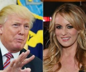 El presidente de EEUU, Donald Trump, y la actriz de cine porno Stormy Daniels (D) (afp_tickers)