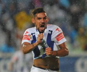Marco Jara celebra el único gol del partido en el que Pachuca se impuso a Monterrey en el primer partido de la final, foto: AFP.