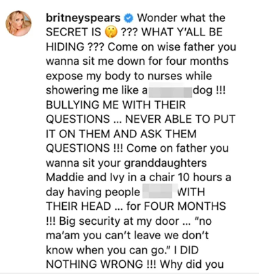Con este mensaje comenzó Britney revelando los problemas con su padre.
