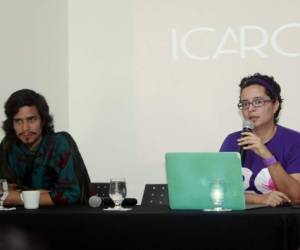 Josué Orellana y Ana Martins en la conferencia de prensa de Festival Ícaro Honduras.
