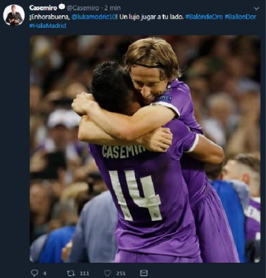 Reacciones en Twitter tras el nombramiento de Luka Modric como Balón de Oro