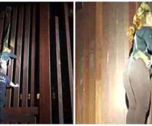 La mujer quedó colgada a 15 pies de altura en el muro que divide la frontera entre México y Estados Unidos.