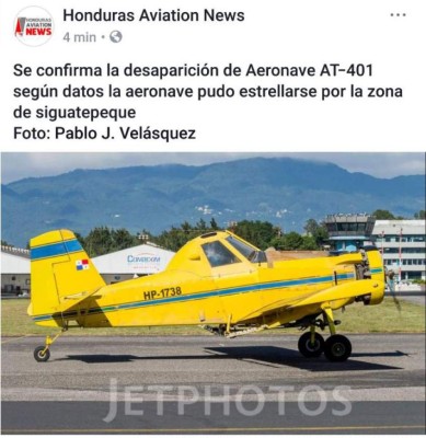 Desaparece avioneta cuando viajaba de San Pedro Sula a Choluteca