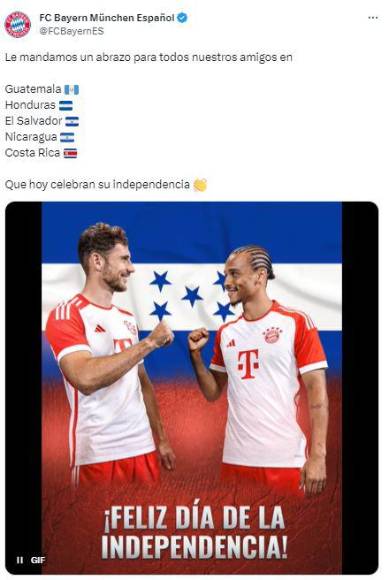 Equipos de Francia, Inglaterra, Italia y franquicias de la NFL felicitan a Honduras por su Independencia