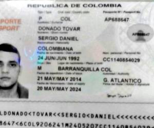 La identificación que portaba Sergio Daniel Donado Tovar al momento de su captura.