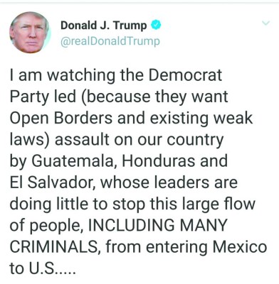 Trump aprovecha la caravana para hacer política en Estados Unidos