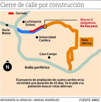 A partir de este lunes inicia el cierre de la calle frente a la Universidad Católica
