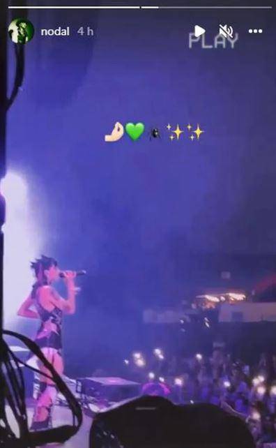 El cantante compartió en sus historias de Instagram los lapsos del concierto de la famosa.