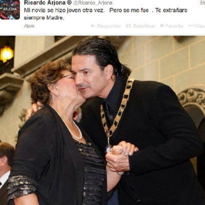 Muere madre de Ricardo Arjona