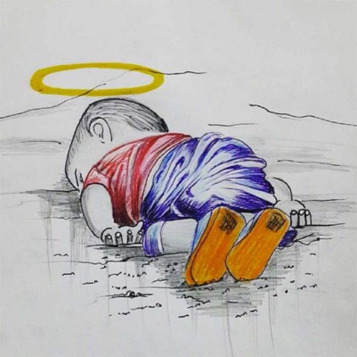 Conmovedores imágenes que lamentan la muerte del niño sirio