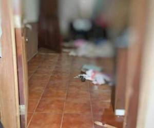 En el interior de este vivienda fueron halladas las tres personas asesinadas en el occidente de Honduras.