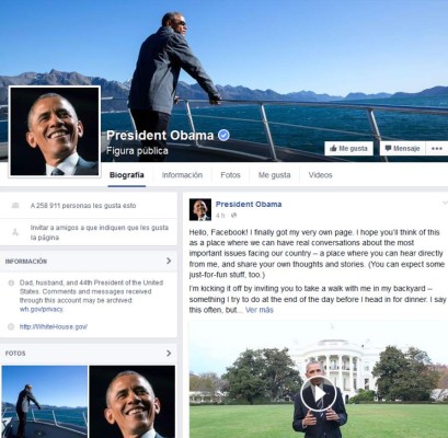 El presidente Barack Obama lanzó su página oficial en Facebook