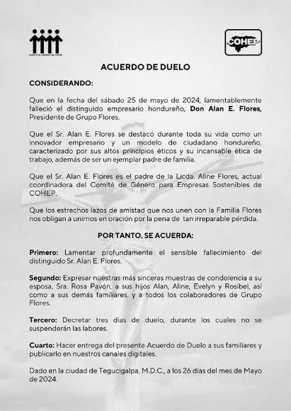 Empresa privada lamenta trágica muerte del empresario Alan Flores, presidente de Grupo Flores