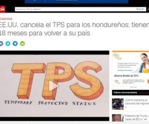 Captura de pantalla de la nota sobre la cancelación del TPS para los hondureños publicada por CNN en su página web.