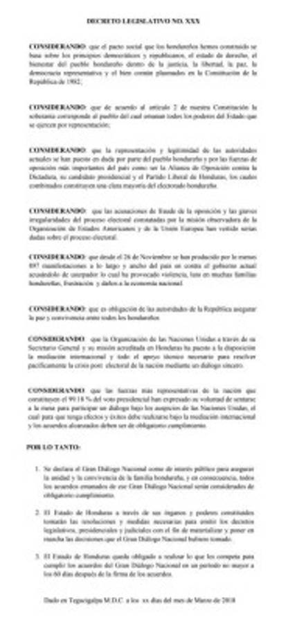 Equipo de delegados preparará el borrador de decreto del diálogo