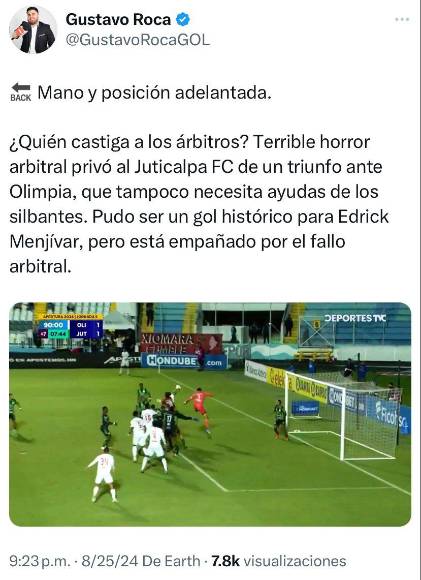 La reacción de la prensa tras gol polémico de Edrick Menjívar en Olimpia-Juticalpa ¿Robo?