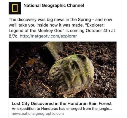 NatGeo lanzará documental sobre el descubrimiento de Ciudad Blanca