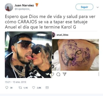 Los divertidos memes que provocó el tatuaje de Anuel AA sobre Karol G en la espalda
