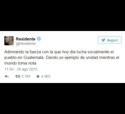 Residente de Calle 13 se une al clamor de Guatemala