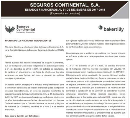 Estados Financieros Seguros Continental
