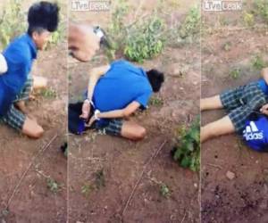 Las grotescas imágenes fueron publicadas por los asesinos. (Captura de video).