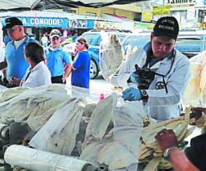 Más de 100 libras de pescado seco fueron retenidos por fiscales del MP por encontrarse en mal estado.