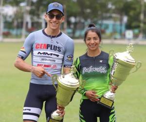 Ellos son el hondureño Luis López y la guatemalteca Florinda de León, ganadores de la categoría élite de la undécima Vuelta Ciclistica de EL HERALDO 2022.
