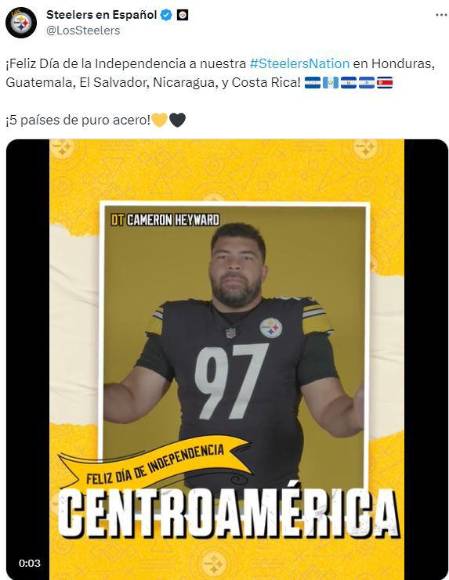 Equipos de Francia, Inglaterra, Italia y franquicias de la NFL felicitan a Honduras por su Independencia