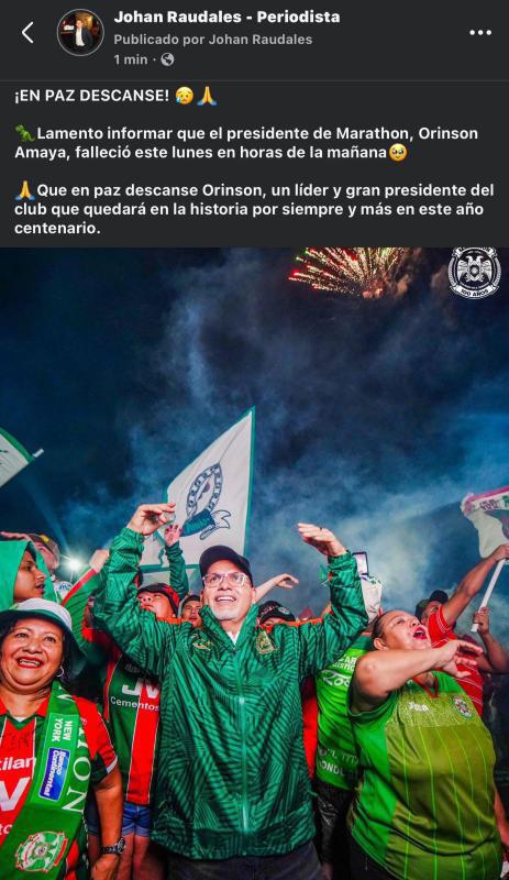 Rely Maradiaga se quiebra y lanza promesa tras la muerte de Orinson Amaya, presidente de Marathón