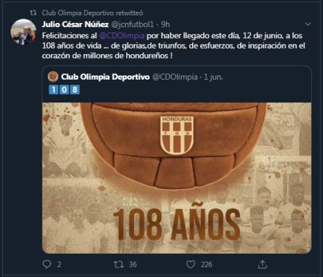 FOTOS: Así felicitaron al Olimpia por sus 108 años de historia