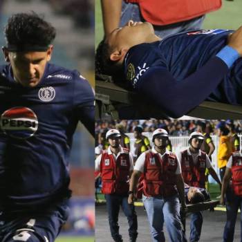 Luis Vega sale lesionado por un fuerte golpe en la cabeza y enciende alarmas en Motagua