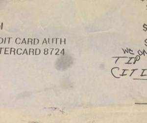 El mensaje de odio fue manuscrito en el espacio del recibo donde se coloca la cifra para la gratificación por el servicio prestado, foto: Washington Post/John Elledge.