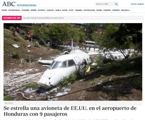 Medios internacionales destacan accidente de avión en el aeropuerto Toncontín