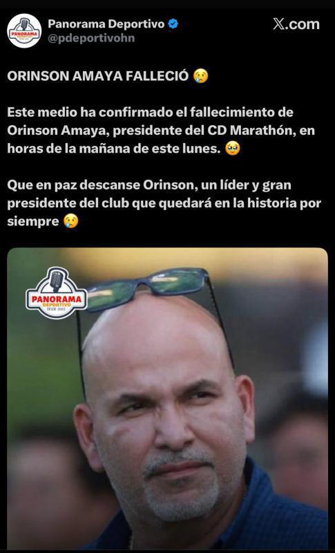 Rely Maradiaga se quiebra y lanza promesa tras la muerte de Orinson Amaya, presidente de Marathón