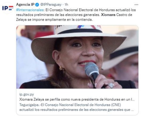 Así informan medios internacionales la virtual victoria de Xiomara Castro