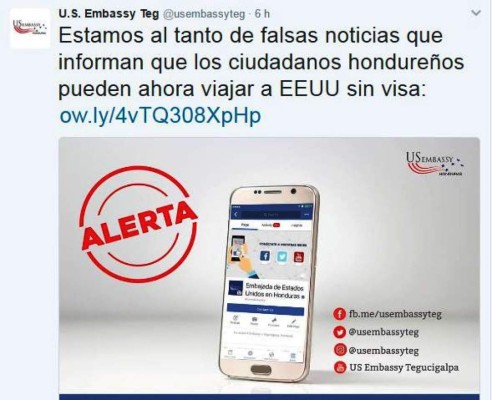 Embajada de EEUU alerta sobre falsa información de visas para hondureños
