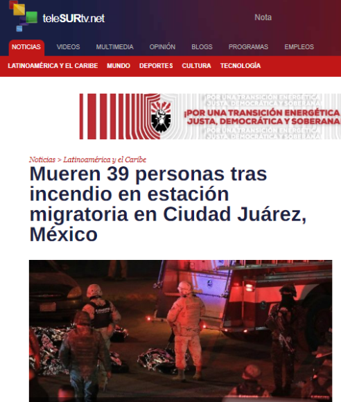 “Tragedia”: así informa el mundo la muerte de migrantes en un incendio en México