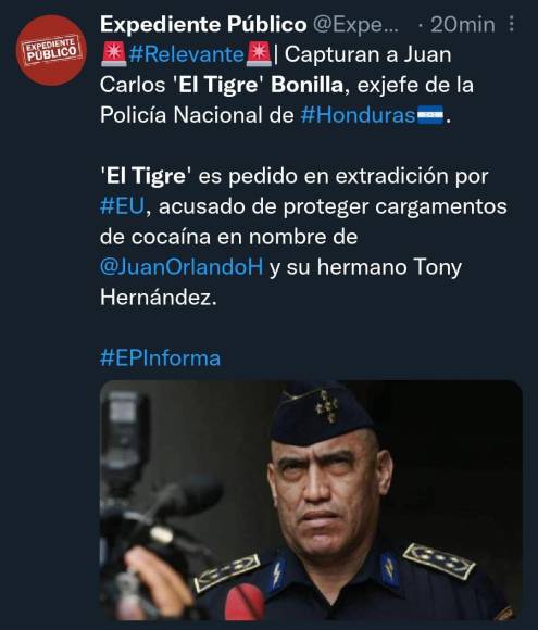 Así informa el mundo la captura del exdirector policial ‘El Tigre’ Bonilla