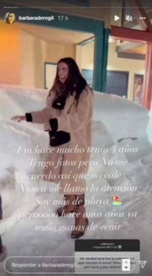 La actriz se divirtió junto a su familia en el país frío. Foto captura Instagram @barbaraderegil