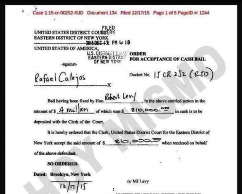 Yerno de Rafael Callejas pagó fianza en los tribunales de NY