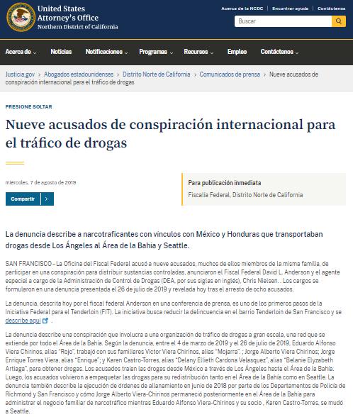 $!Las autoridades de Estados Unidos confirmaron que muchos de los hondureños involucrados en la venta de fentanilo en San Francisco, California, pertenecen a la misma familia.
