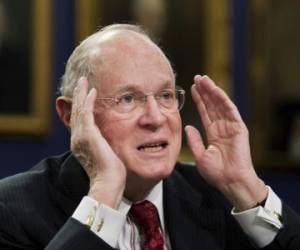 Supreme Court Associate Justices Anthony Kennedy testifies on Capitol Hill in Washington, Monday, March 23, 2015, before a House Committee on Appropriations subcommittee on Financial Services hearing to review the Supreme Court's fiscal 2016 budget request. (AP Photo/Manuel Balce Ceneta)