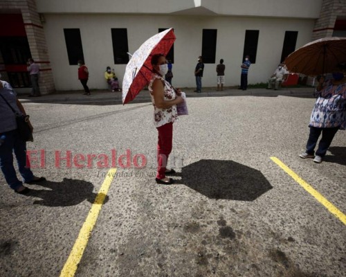 FOTOS: Bajo inclemente sol, hondureños hacen largas filas en bancos  