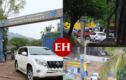 Varios vehículos desfilaron este lunes 18 de abril entrando y saliendo de las instalaciones de la Dirección Nacional de Fuerzas Especiales donde se encuentra recluido el expresidente Juan Orlando Hernández, quien será extraditado a Nueva York esta semana.