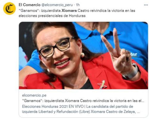 Así informan medios internacionales la virtual victoria de Xiomara Castro