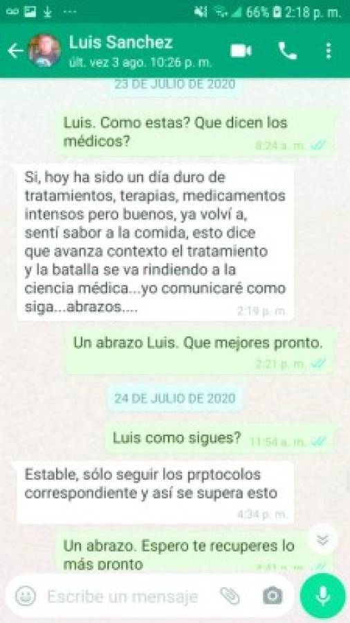 Luis Sánchez, docente de la UNAH, avisó que en dos días salía recuperado del covid-19