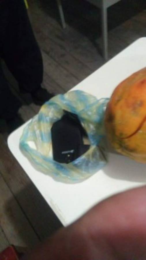 Detienen a mujer que intentó ingresar a la cárcel de La Ceiba un celular escondido en una papaya
